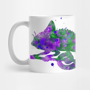 Chameleon Watercolor Painting Green Purple Mug